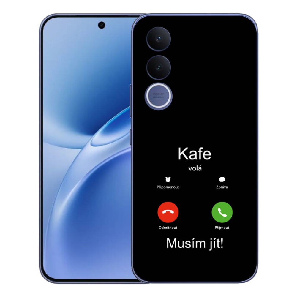 mmCase gél tok a Vivo V70 FE-hez – „Kafe volá” fekete háttérrel