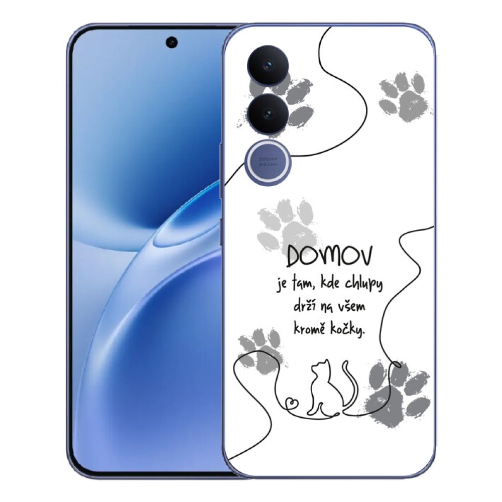 mmCase gél tok a Vivo V70 FE-hez – macskás motívum, fehér háttér