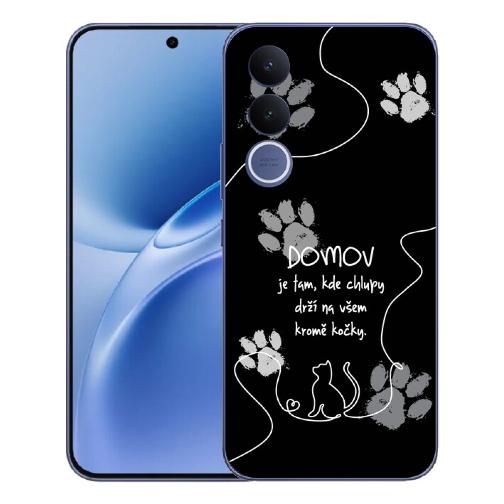 mmCase géltok a Vivo V70 FE-hez – macskás motívum, fekete háttér