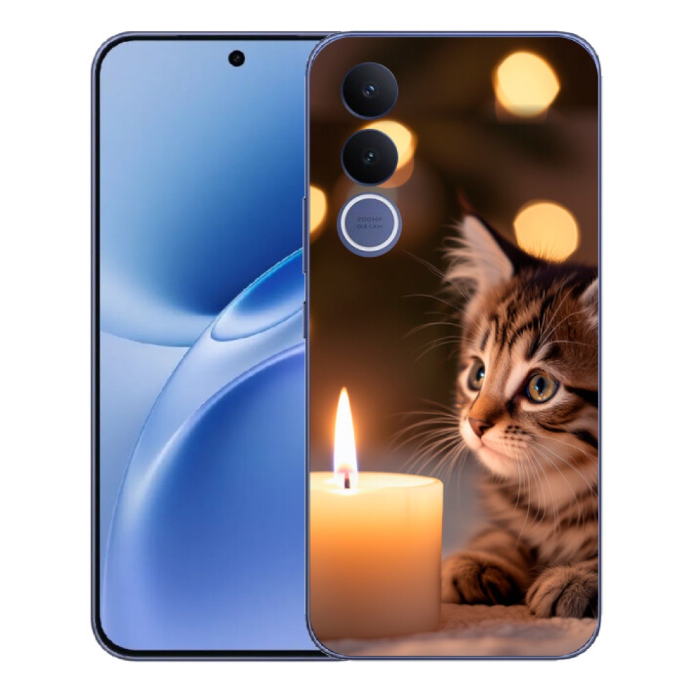 mmCase gél tok a Vivo V70 FE-hez – cica és gyertya