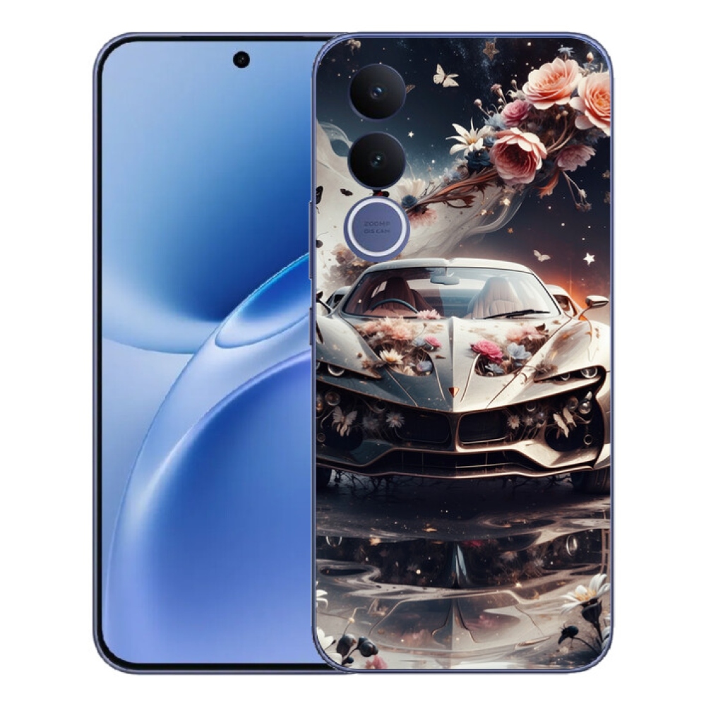 mmCase gél tok a Vivo V70 FE-hez – virágos sportautó