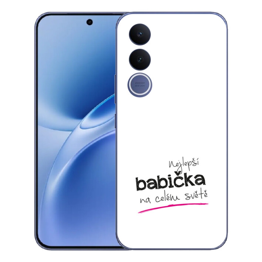 mmCase gél tok a Vivo V70 FE-hez – a legjobb nagymama 4 fehér háttérrel