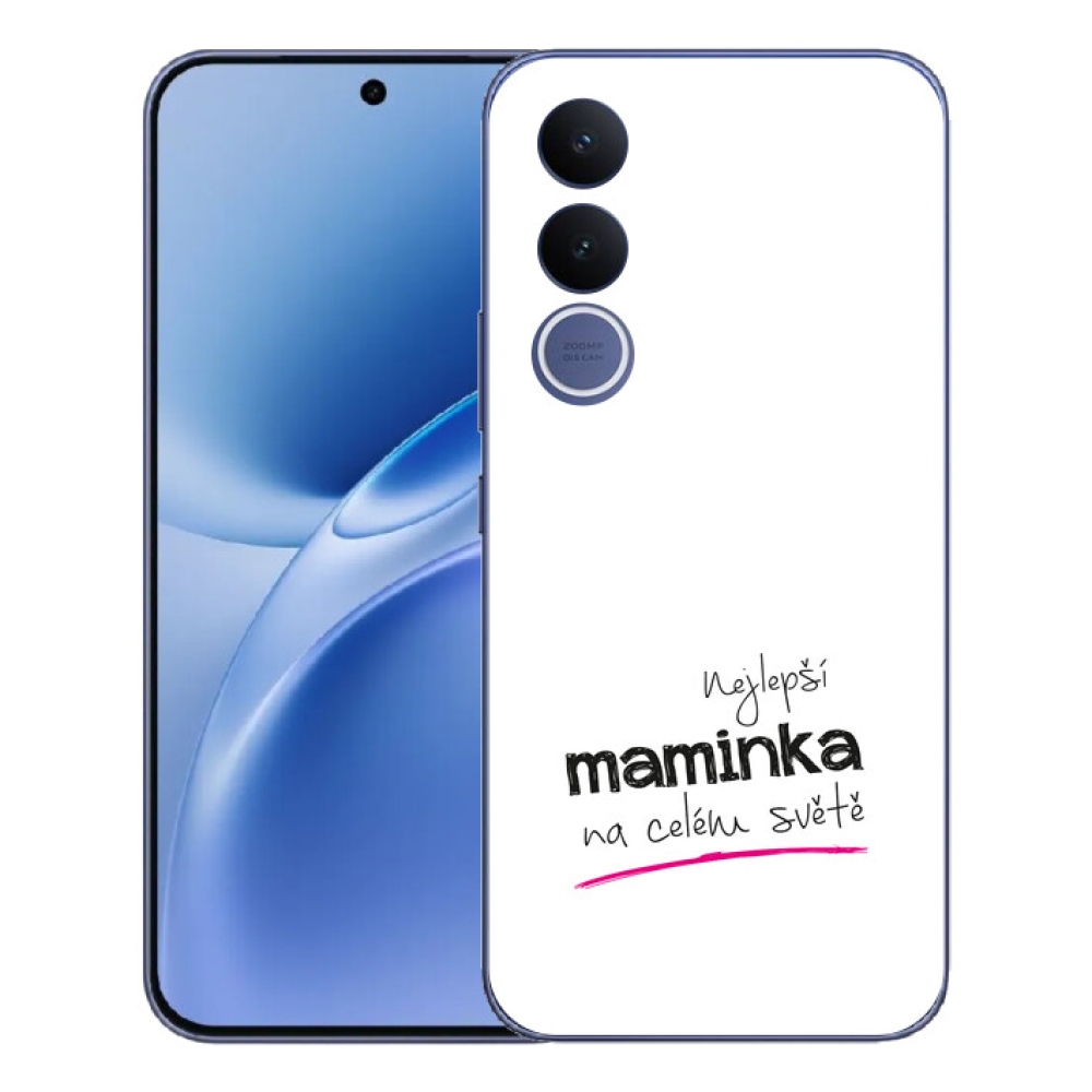 mmCase géltok a Vivo V70 FE-hez – „A legjobb anyuka” felirattal, fehér háttérrel