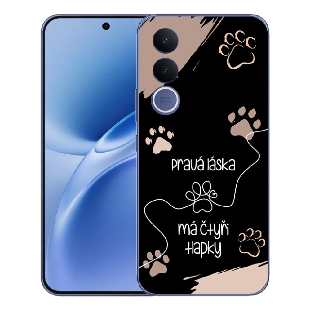mmCase gél tok a Vivo V70 FE-hez – kutyás motívum 1, fekete háttérrel
