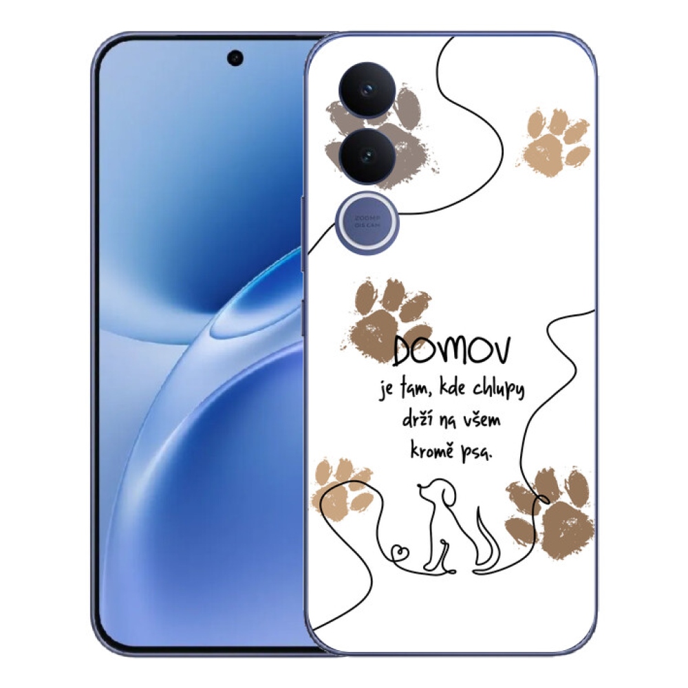 mmCase géltok a Vivo V70 FE-hez – kutyás motívum, fehér háttér