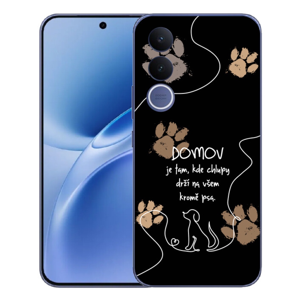 mmCase géltok a Vivo V70 FE-hez – kutyás motívum, fekete háttér