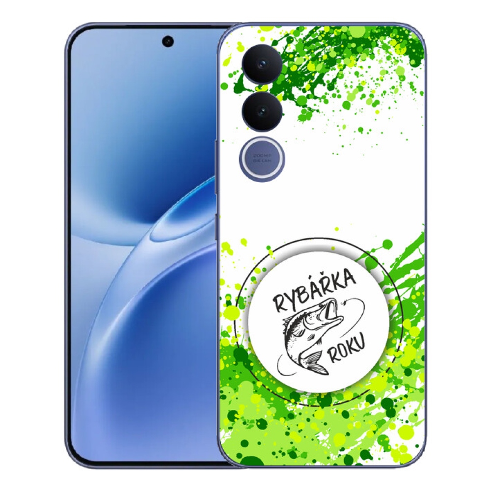 mmCase géltok a Vivo V70 FE-hez – „Az év horgásznője” fehér háttérrel