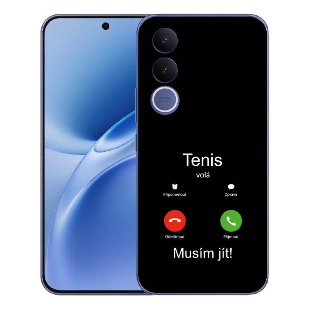mmCase géltok a Vivo V70 FE-hez – teniszmotívum fekete háttérrel