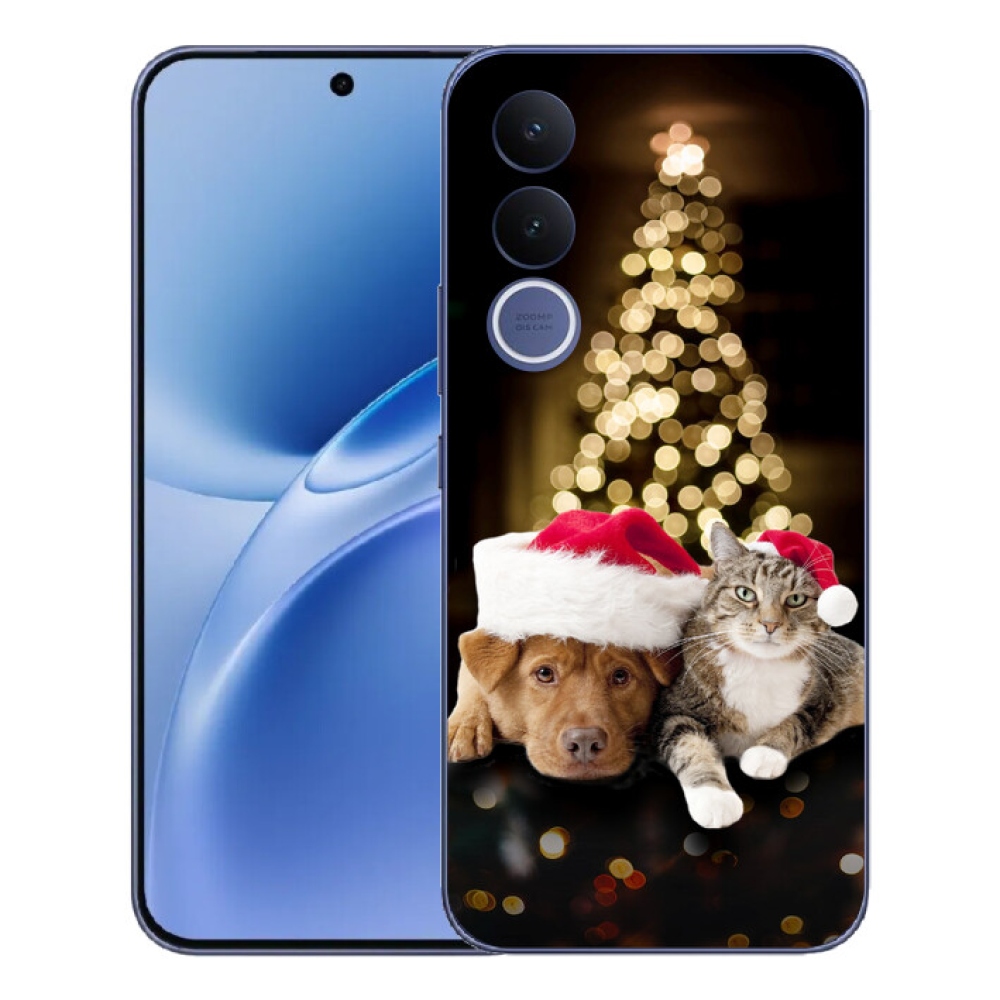 mmCase gél tok a Vivo V70 FE-hez – karácsonyi kutya és macska