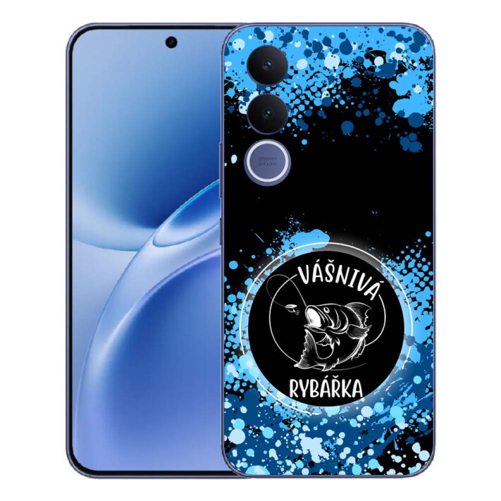 mmCase gél tok a Vivo V70 FE-hez – szenvedélyes horgász, fekete háttér