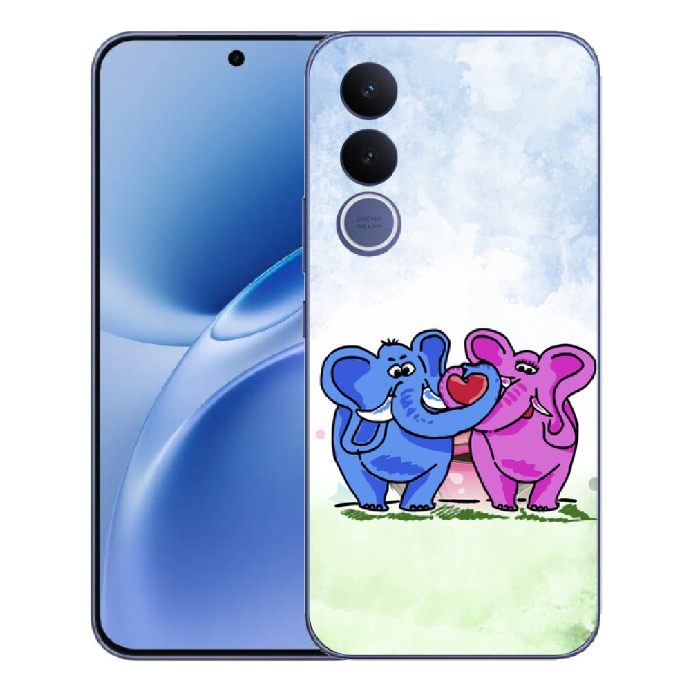 mmCase gél tok a Vivo V70 FE-hez – szerelmes elefántok