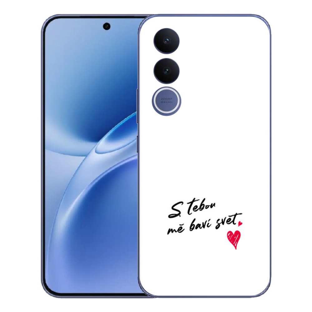 mmCase gélhuzat a Vivo V70 FE-hez – „Szerelmes” felirat, 1 fehér háttér