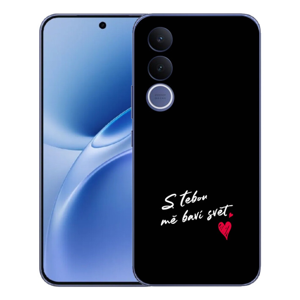 mmCase gél tok a Vivo V70 FE-hez – „Szerelmes szöveg 1” fekete háttérrel
