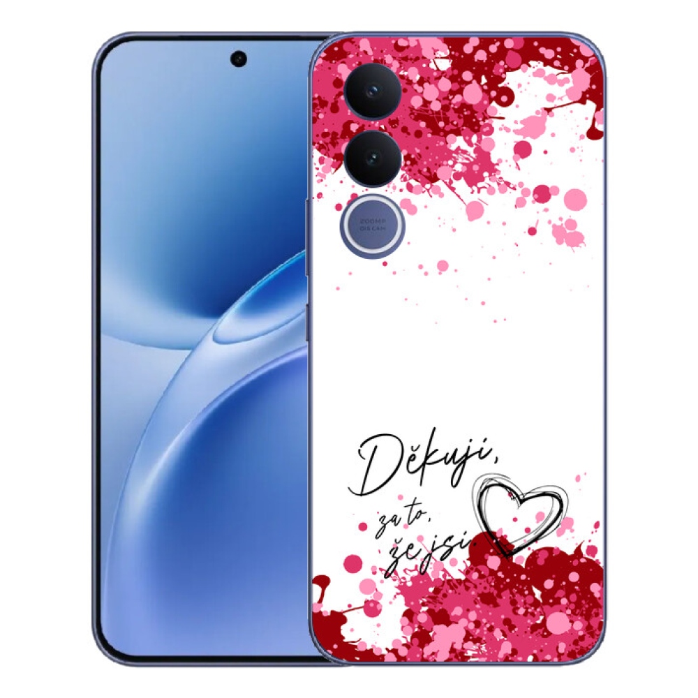 mmCase gél tok a Vivo V70 FE-hez – „Szerelmes” felirat, 2 fehér háttérrel