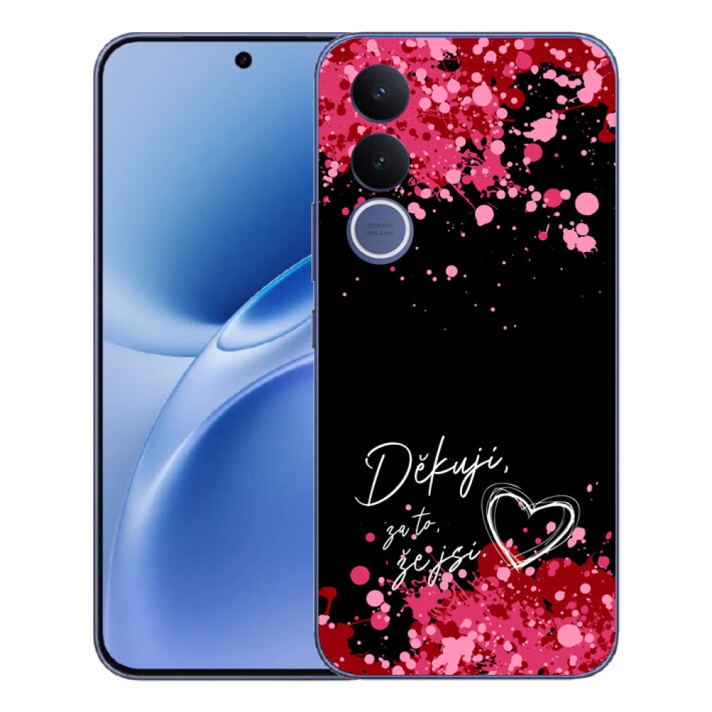 mmCase géltok a Vivo V70 FE-hez – „Szerelmes szöveg 2” fekete háttérrel