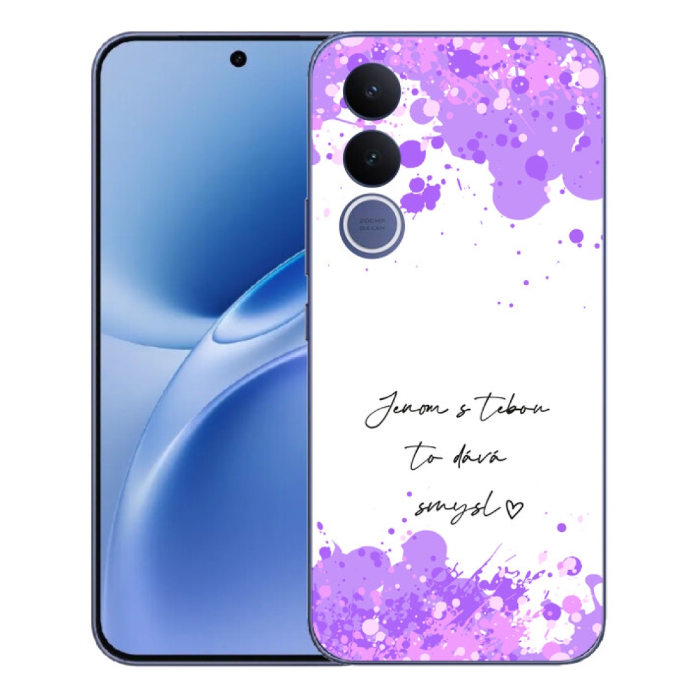 mmCase gél tok a Vivo V70 FE-hez – szerelmes felirat fehér háttérrel