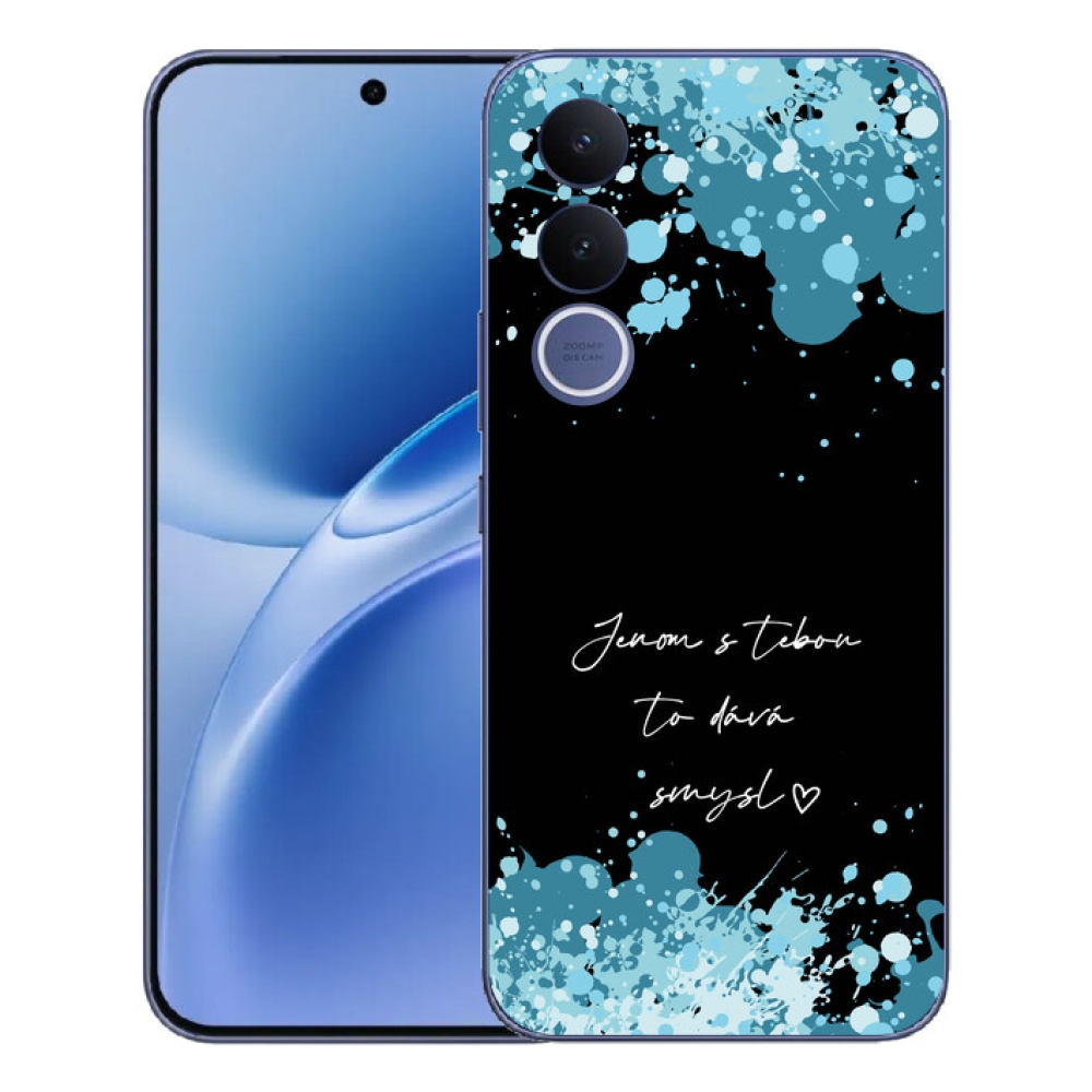 mmCase gél tok a Vivo V70 FE-hez – szerelmes felirat fekete háttérrel