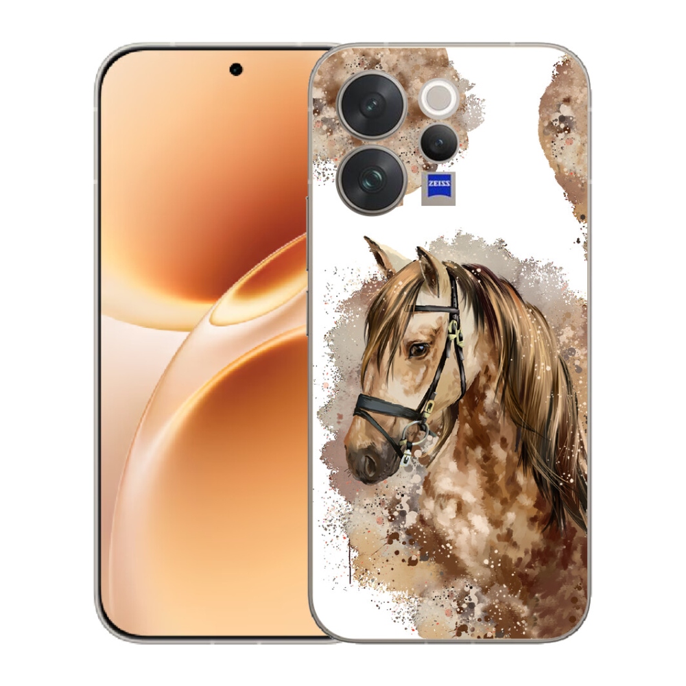 mmCase géltok a Vivo V70-hez – barna, rajzolt ló