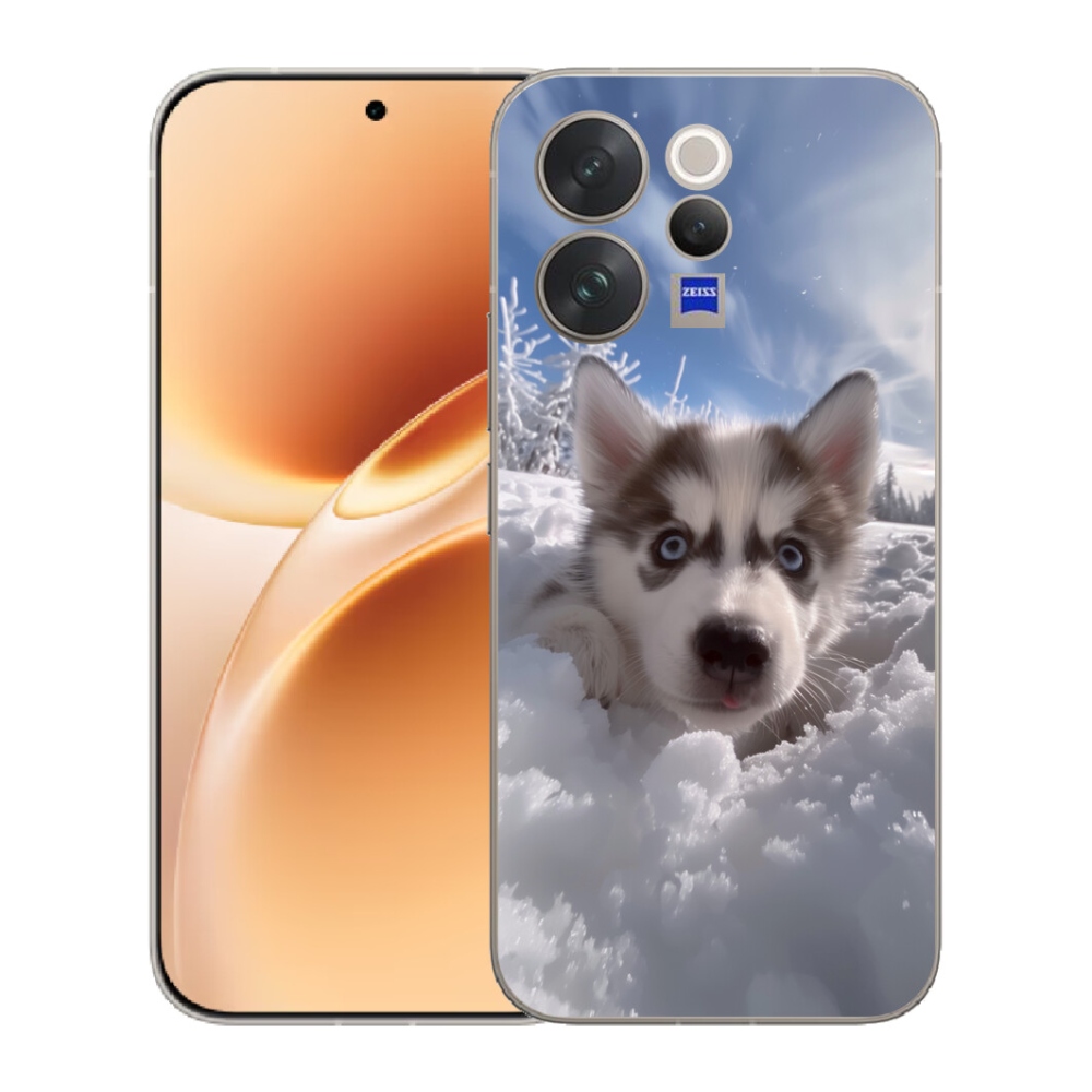 mmCase géltok a Vivo V70-hez – husky a hóban
