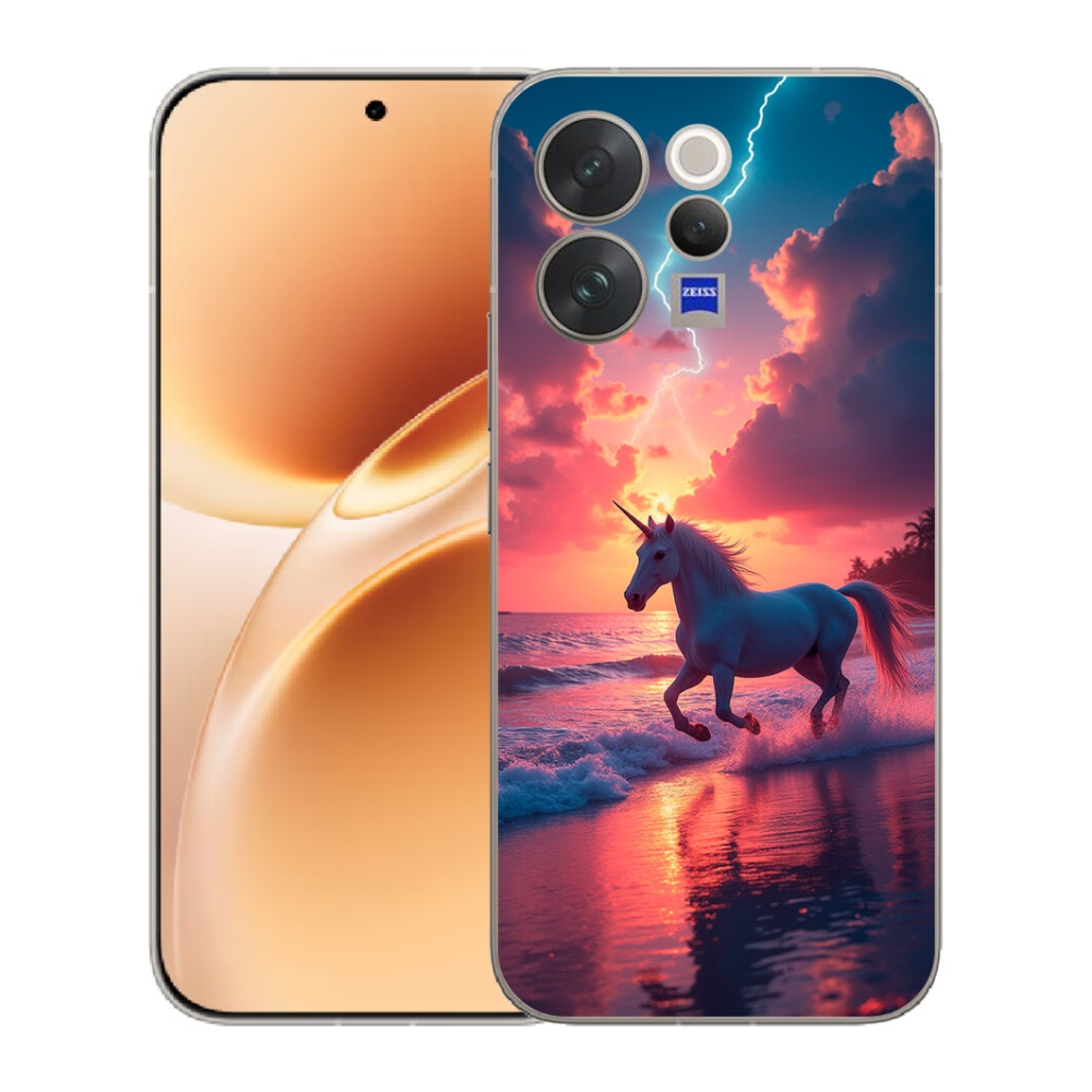 mmCase gél tok a Vivo V70-hez – egyszarvú a tengerparton