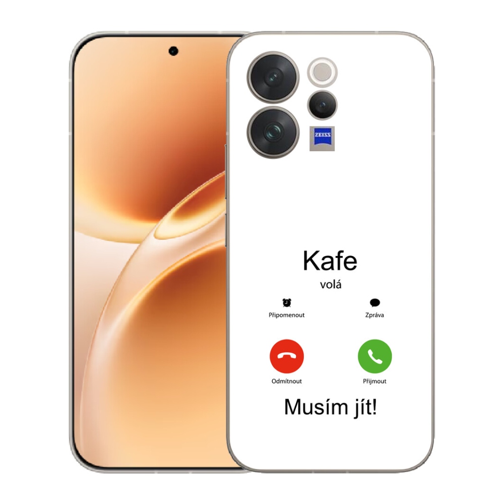 mmCase gél tok a Vivo V70-hez – „Kafe volá” fehér háttérrel