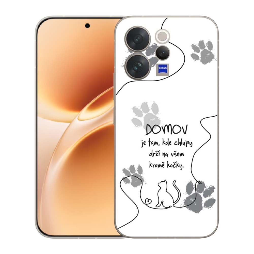 mmCase géltok a Vivo V70-hez – macskás motívum, fehér háttér