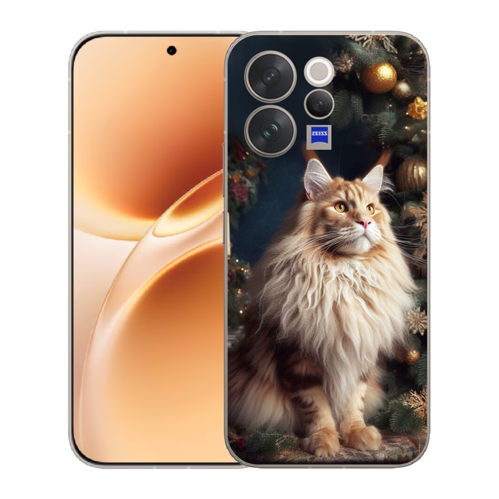 mmCase géltok a Vivo V70-hez – macska a karácsonyfa mellett