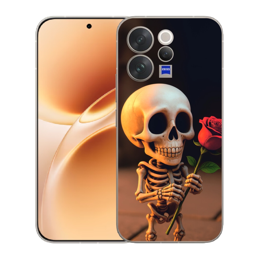 mmCase géltok a Vivo V70-hez – csontváz rózsával