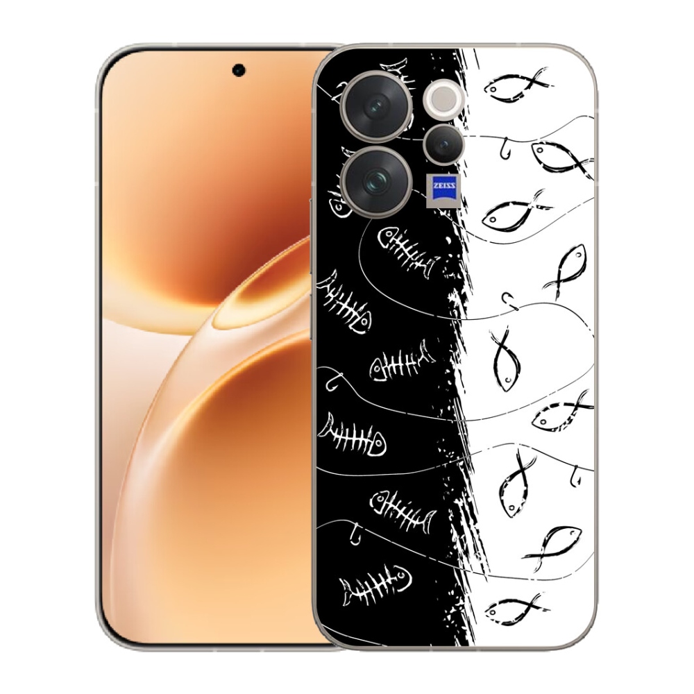 mmCase géltok a Vivo V70-hez – csontvázak és halak