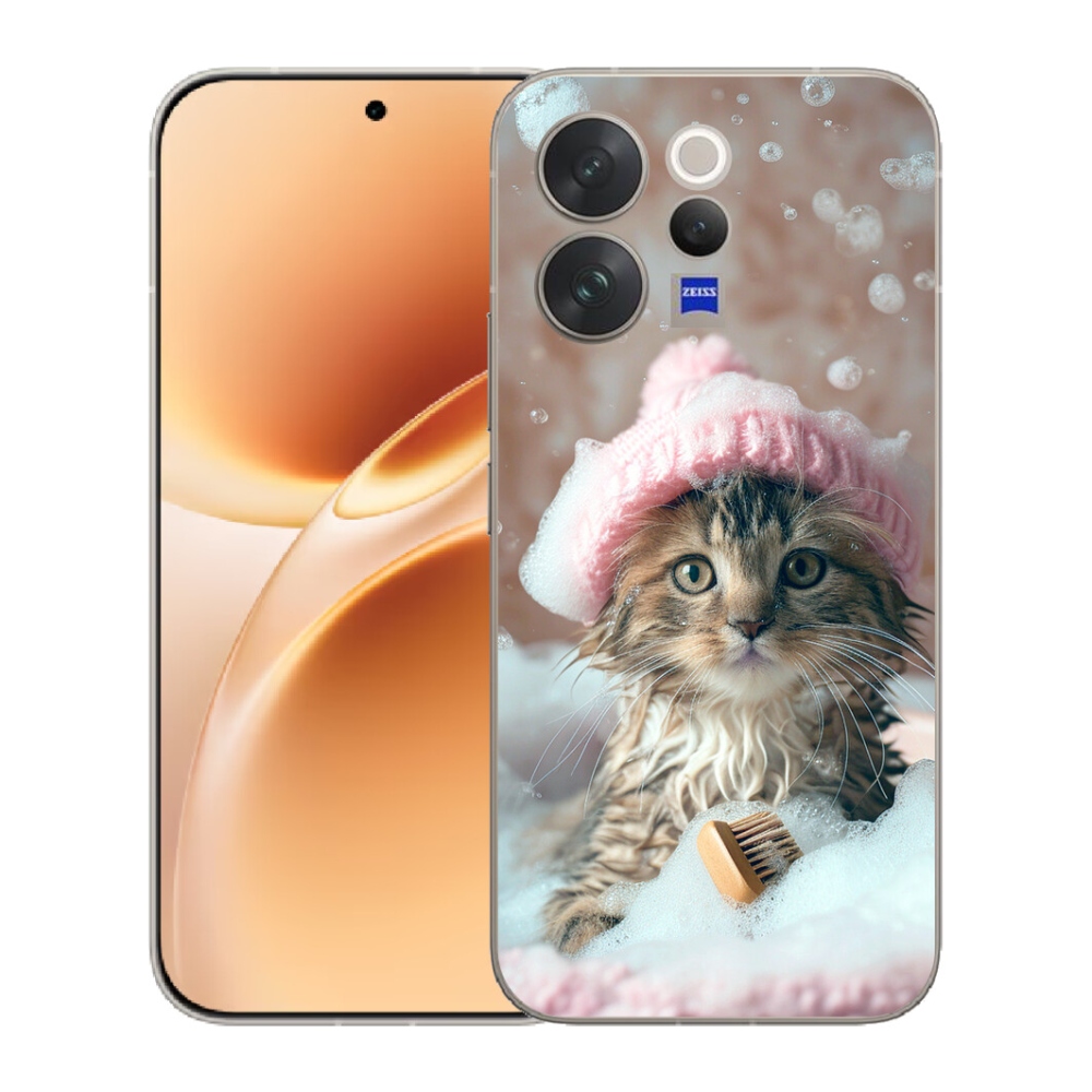 mmCase gél tok a Vivo V70-hez – cica és fürdő