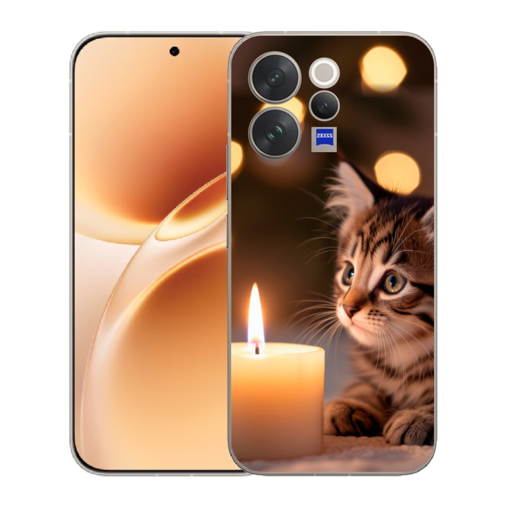 mmCase gél tok a Vivo V70-hez – cica és gyertya