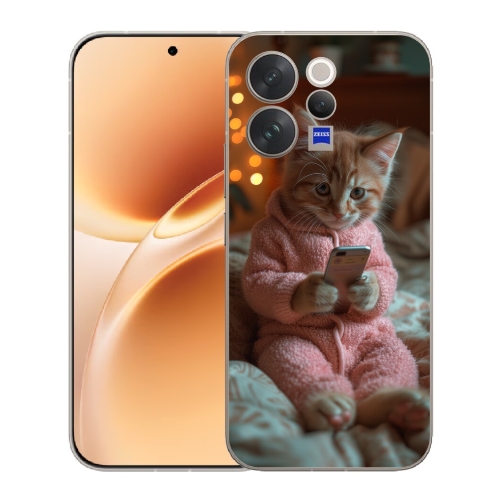 mmCase géltok a Vivo V70-hez – cica a mobiltelefonnal
