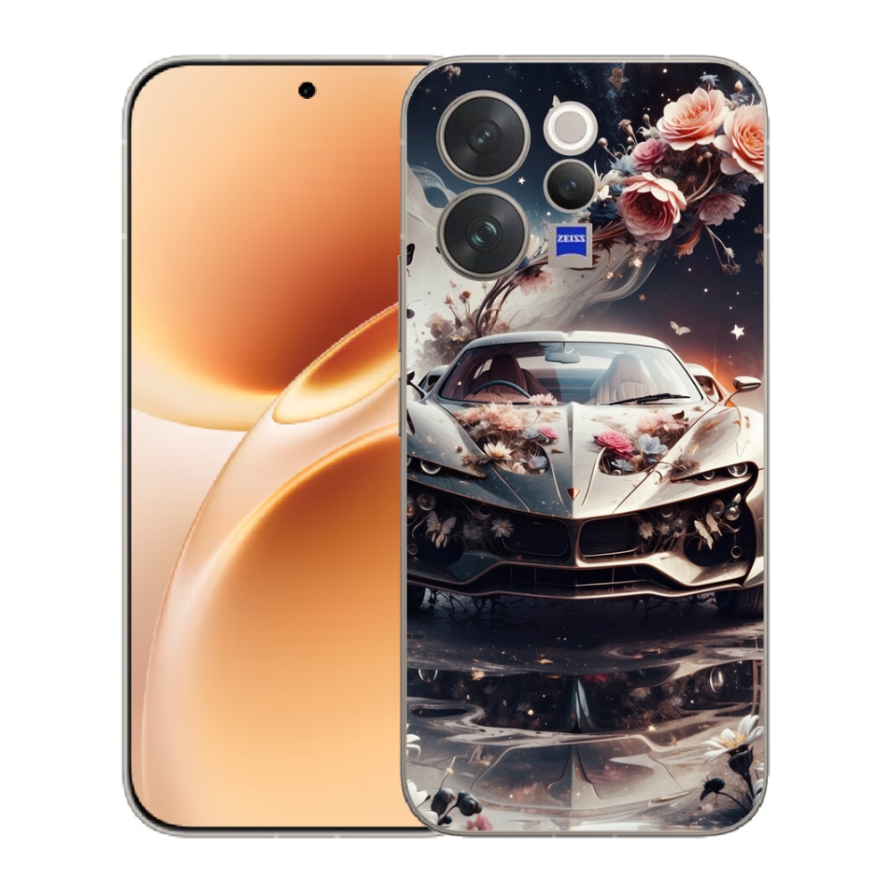 mmCase géltok a Vivo V70-hez – virágos sportautó