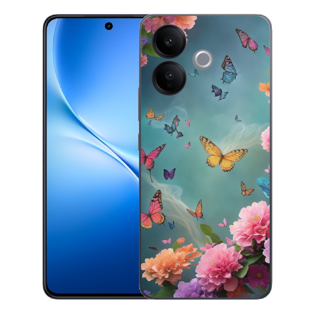 mmCase gél tok a Vivo V70 Lite 5G-hez – színes virágok és pillangók