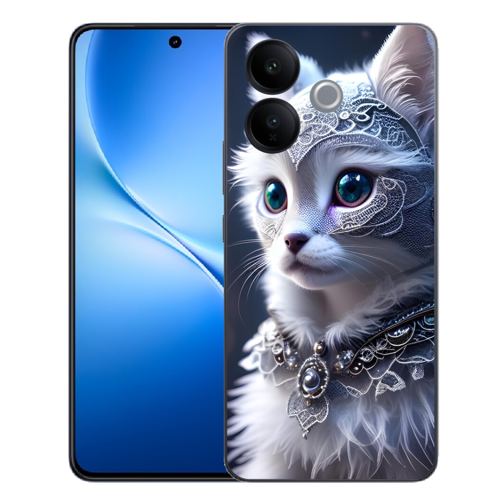 mmCase gél tok a Vivo V70 Lite 5G-hez – fehér macska
