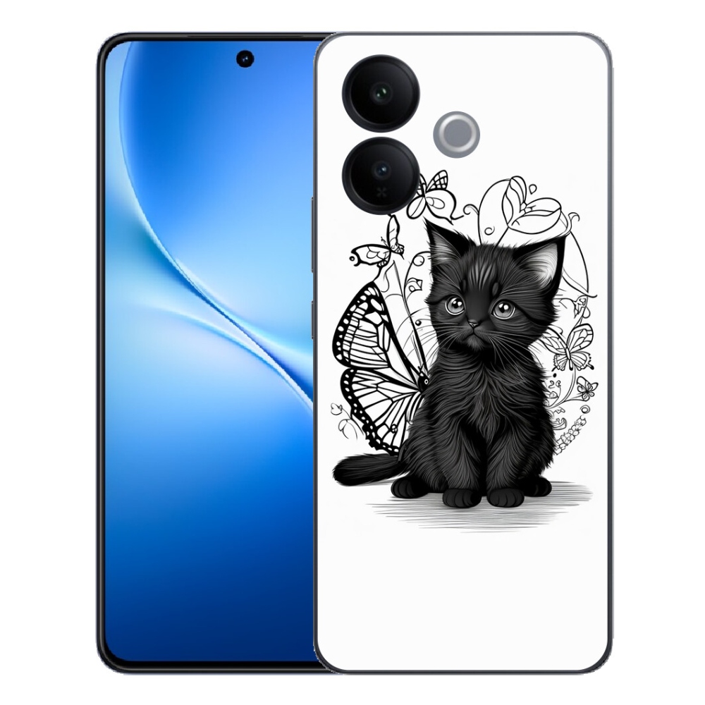 mmCase gél tok a Vivo V70 Lite 5G-hez – fekete cica