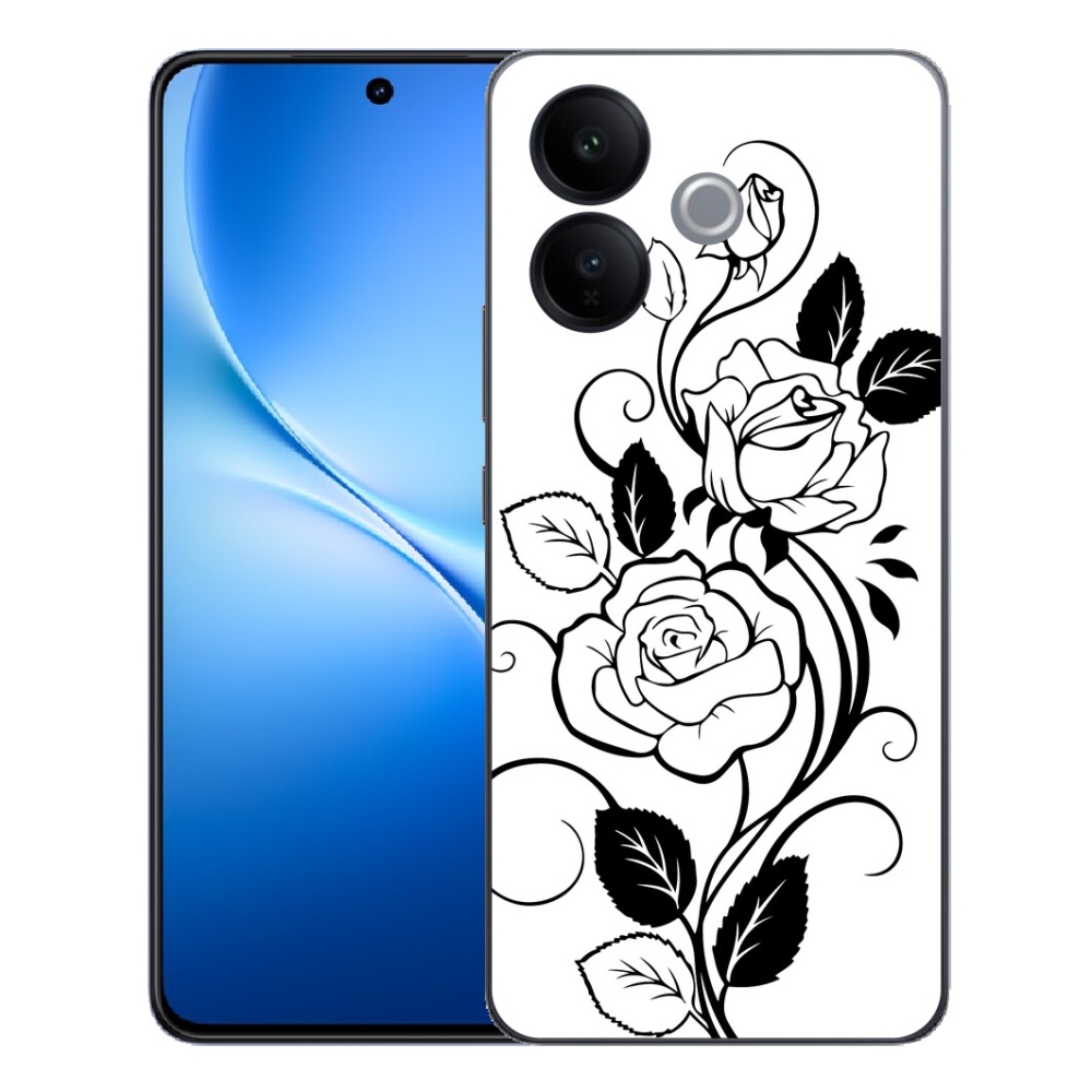 mmCase géltok a Vivo V70 Lite 5G-hez – fekete-fehér rózsa