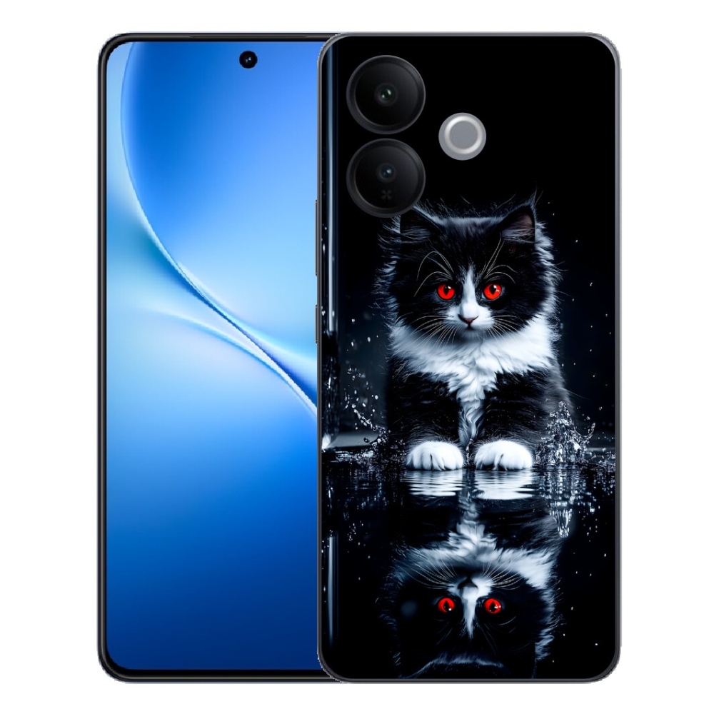 mmCase gél tok a Vivo V70 Lite 5G-hez – fekete-fehér cica