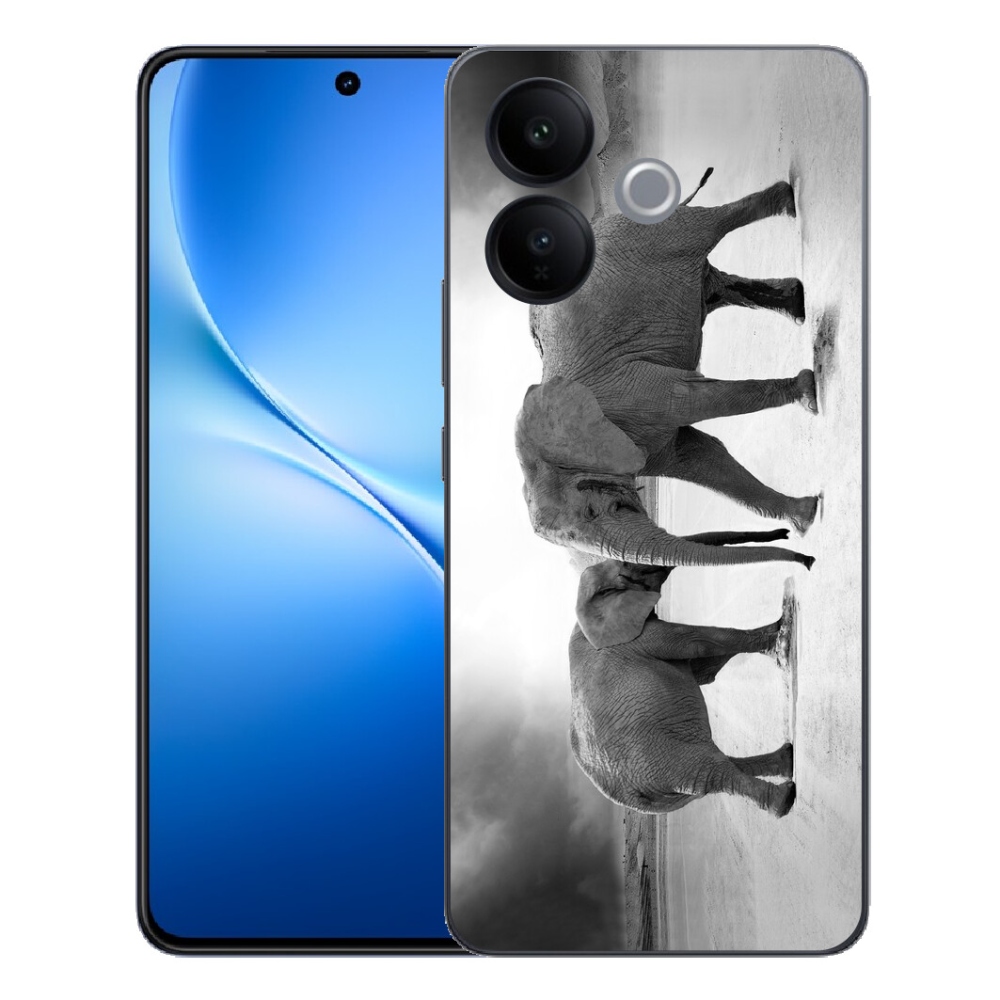 mmCase géltok a Vivo V70 Lite 5G-hez – fekete-fehér elefántok