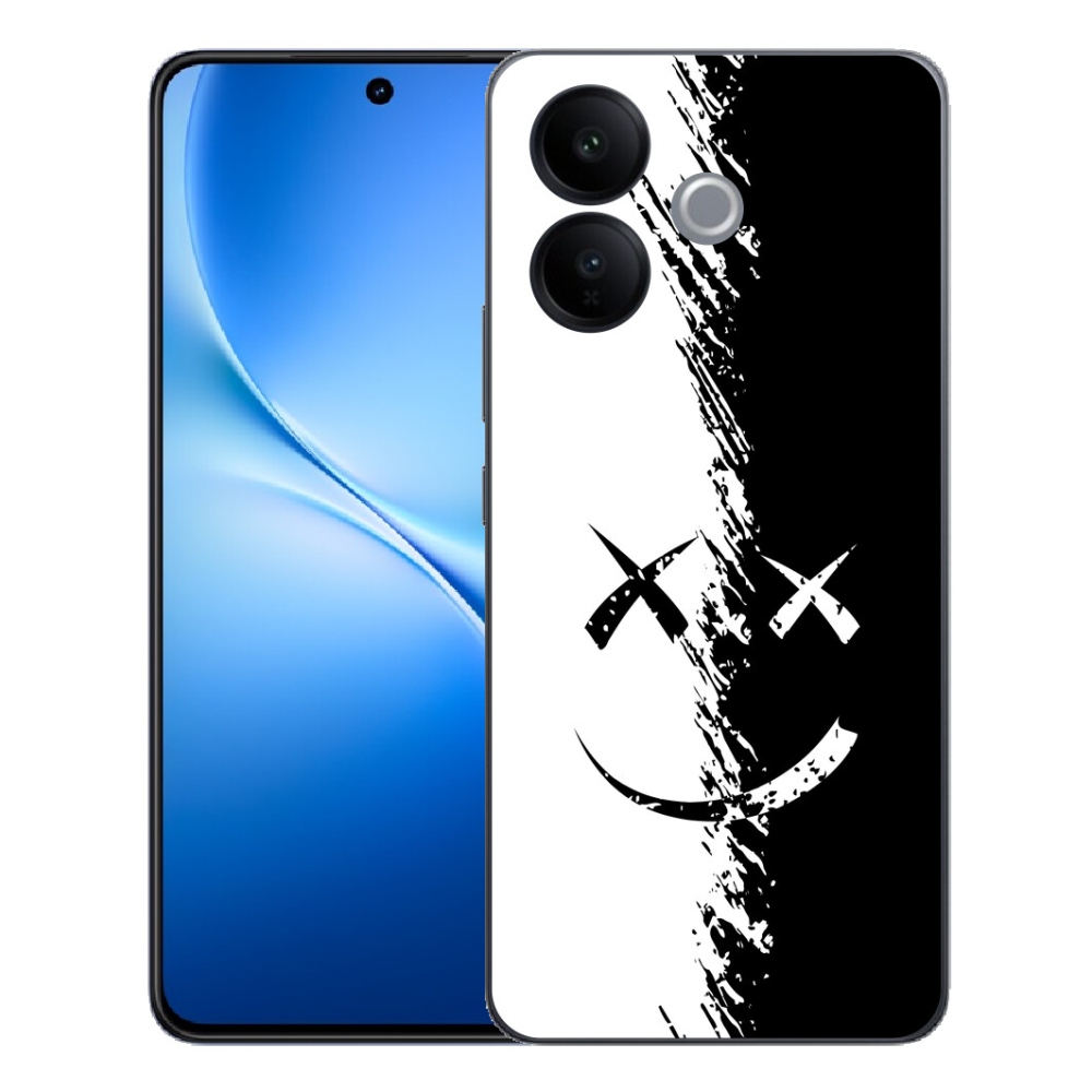 mmCase géltok a Vivo V70 Lite 5G-hez – fekete-fehér mosolygós arc