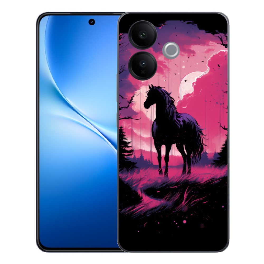 mmCase géltok a Vivo V70 Lite 5G-hez – fekete rajzolt ló 1