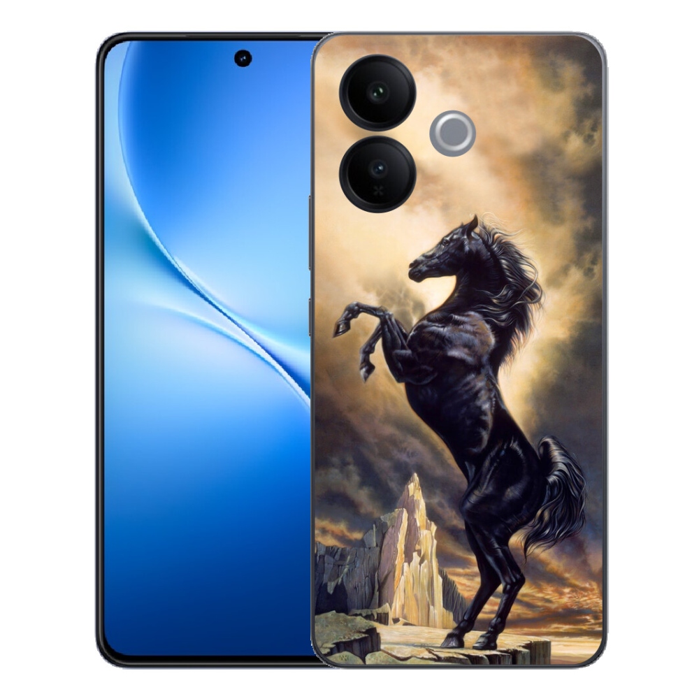 mmCase géltok a Vivo V70 Lite 5G-hez – fekete, rajzolt ló