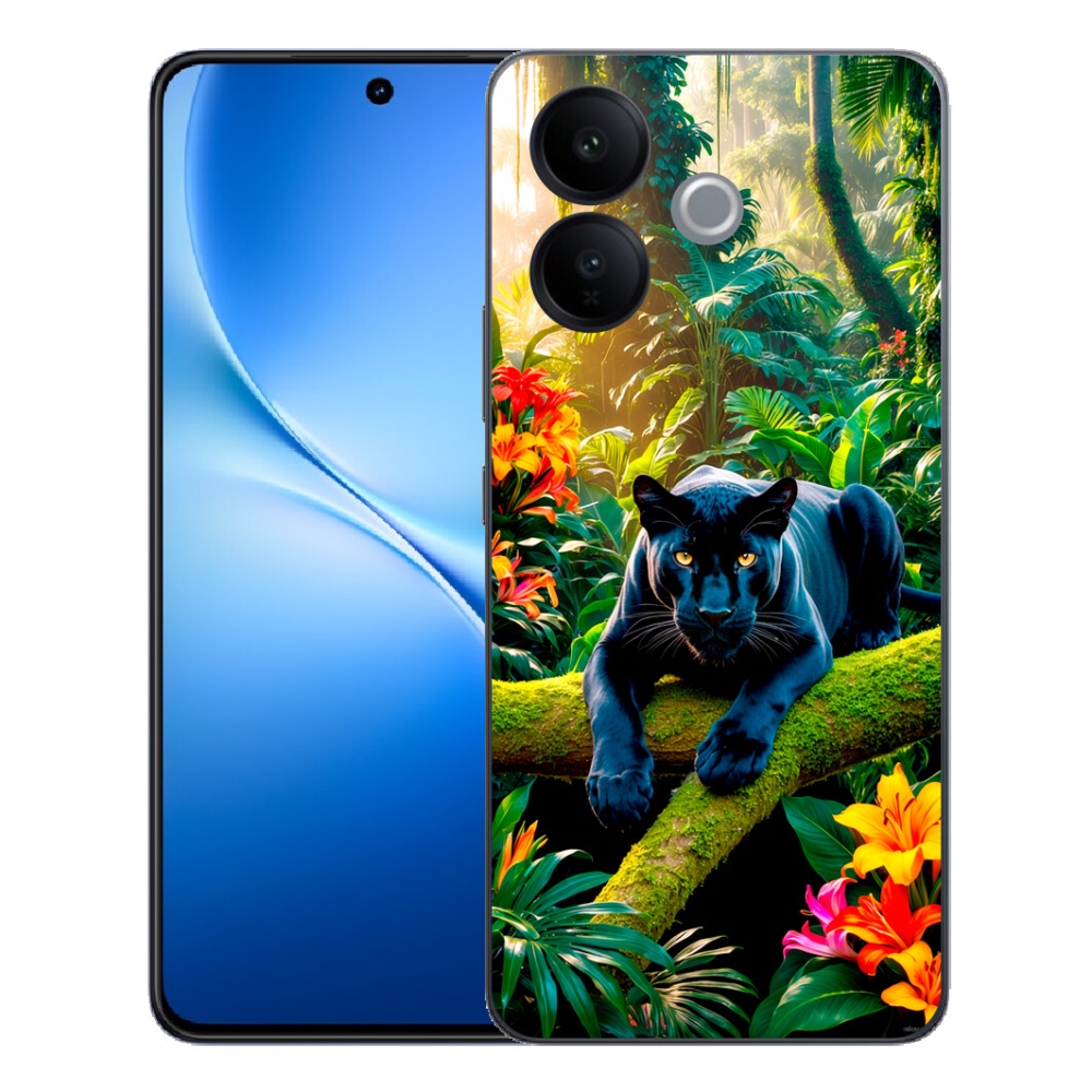 mmCase géltok a Vivo V70 Lite 5G-hez – fekete párduc a dzsungelben