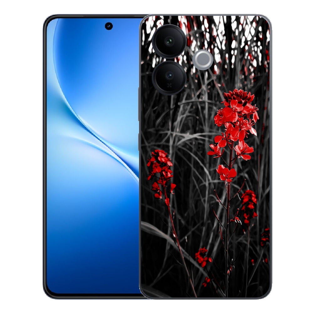 mmCase géltok a Vivo V70 Lite 5G-hez – piros növényminta