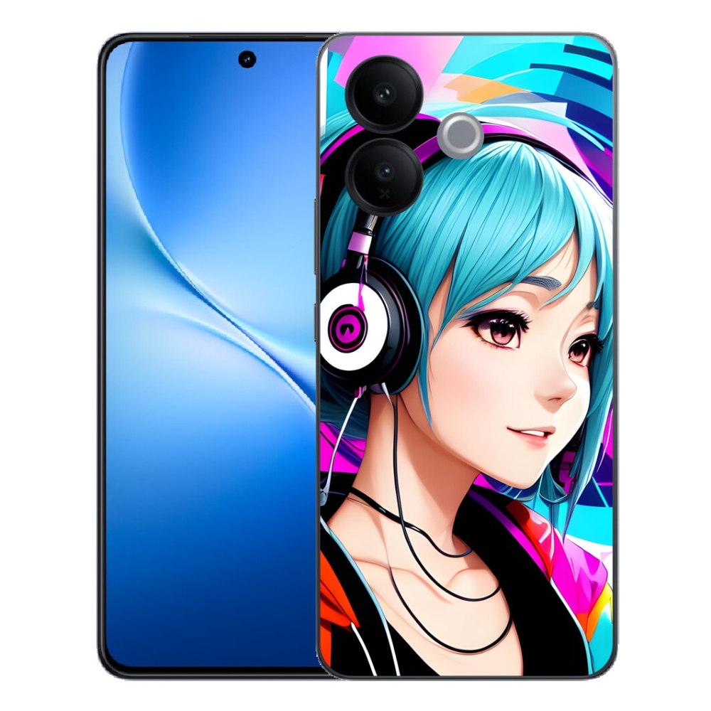 mmCase géltok a Vivo V70 Lite 5G-hez – fejhallgatóval ellátott lány