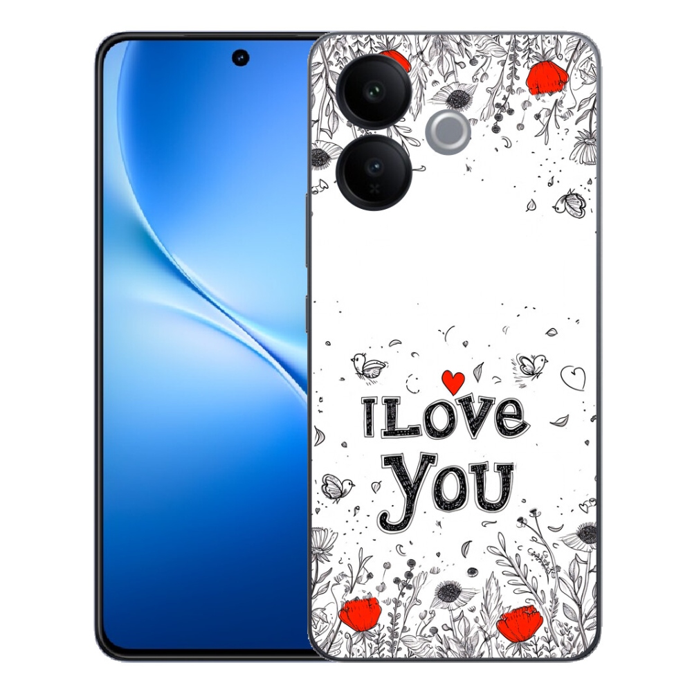 mmCase gél tok a Vivo V70 Lite 5G-hez – „I love you” fehér háttérrel