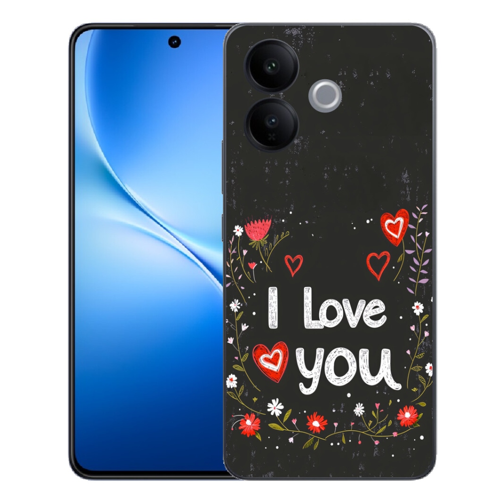 mmCase géltok a Vivo V70 Lite 5G-hez – „I love you” fekete háttérrel