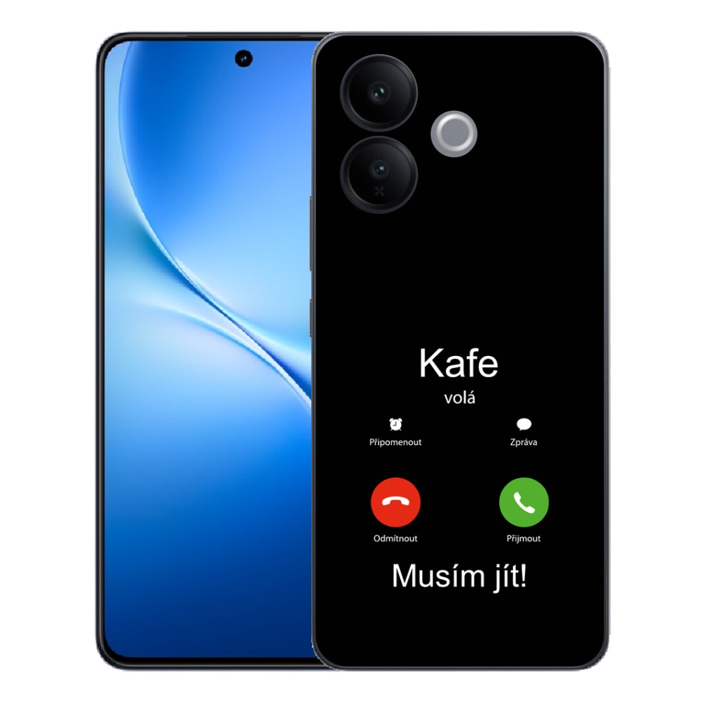 mmCase géltok a Vivo V70 Lite 5G-hez – „Kafe volá” fekete háttérrel