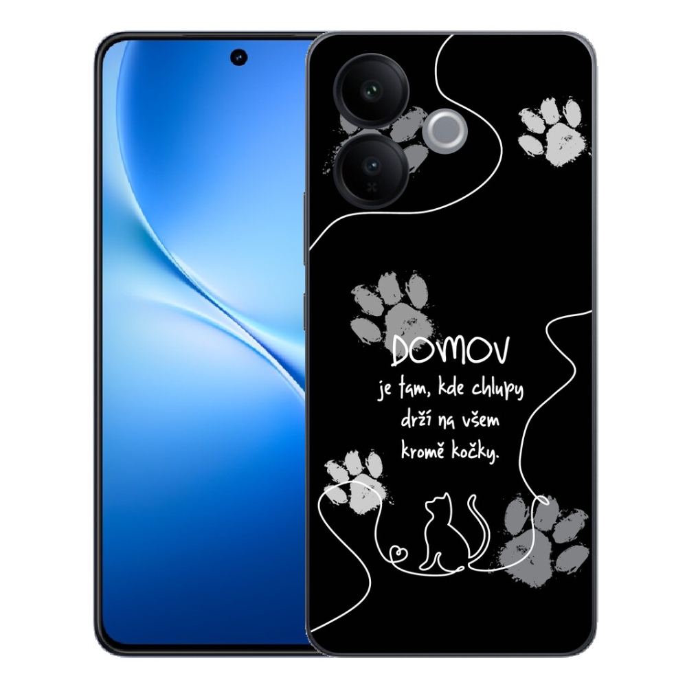mmCase gél tok a Vivo V70 Lite 5G-hez – macskás motívum, fekete háttér