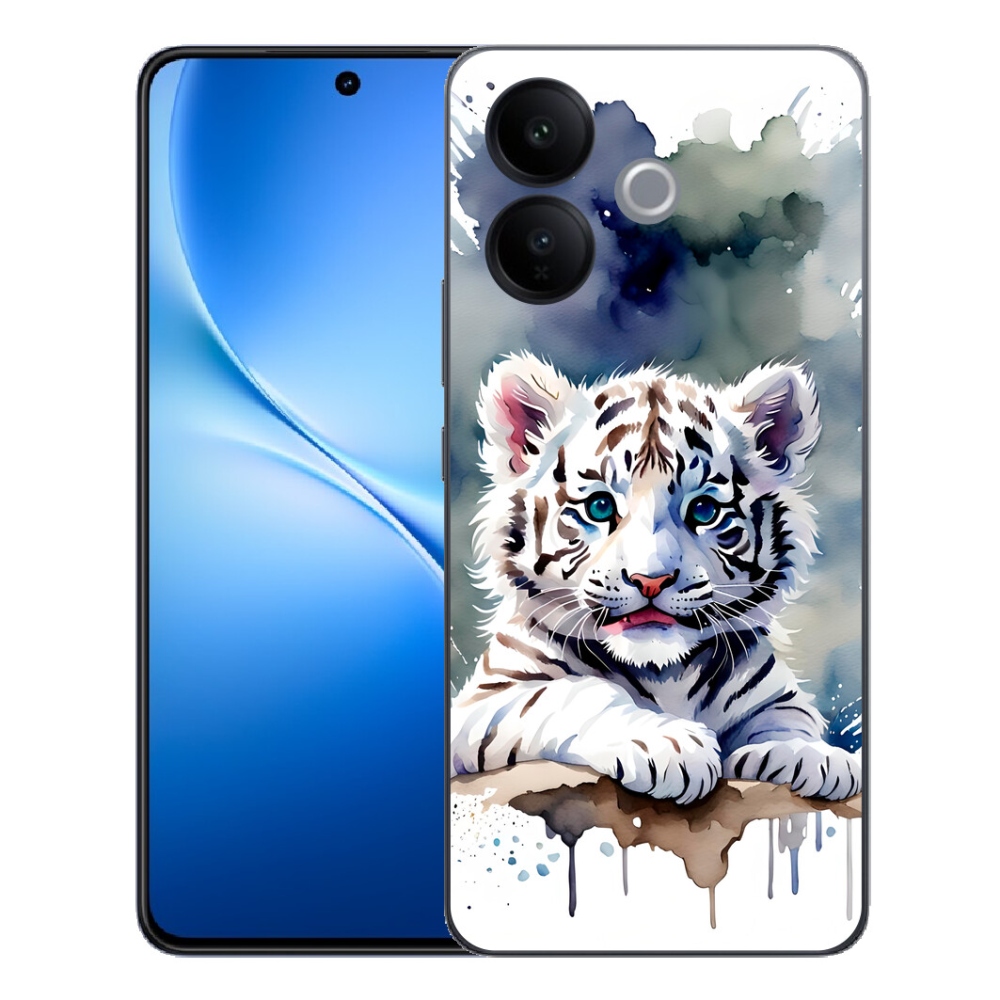 mmCase gélhuzat a Vivo V70 Lite 5G-hez – fehér tigris kölyök